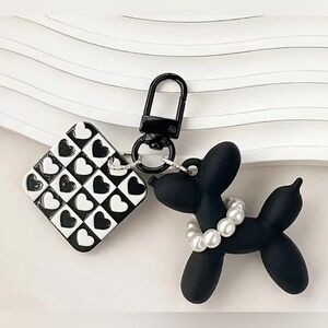 Balloon Dog Bag Charm Keychain Black and White